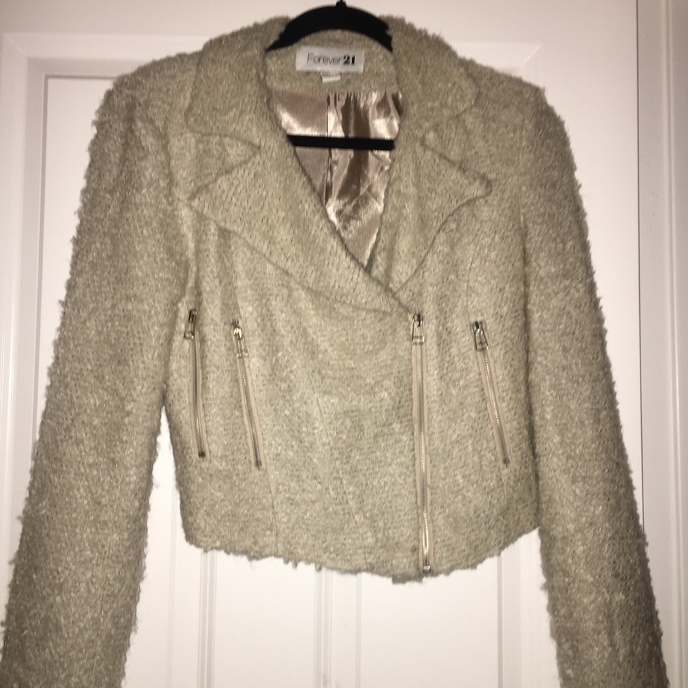 Forever 21 cream Moto Jacket!